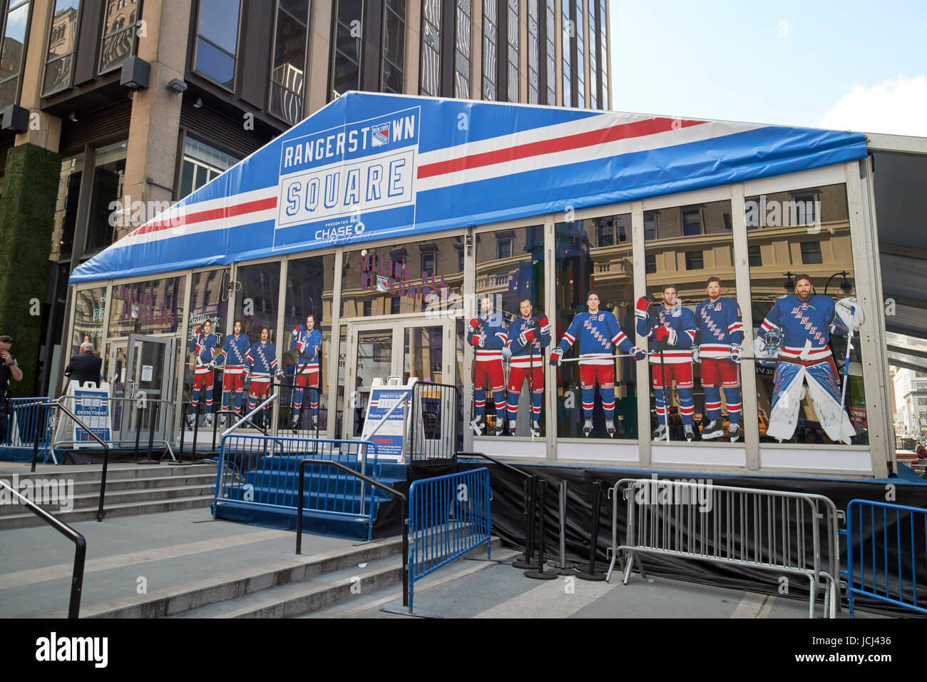 Rangerstown quadratische Playoff-Fan-Zone in der Nähe von Madison square garden New York City USA Stockfoto