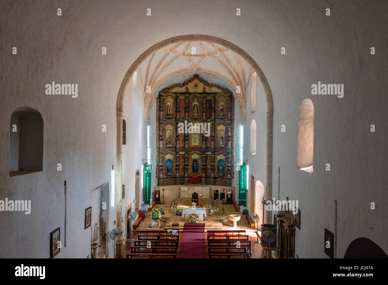 Innere der Kirche im Kloster von San Bernardino de Siena-Valladolid, Yucatan, Mexiko Stockfoto
