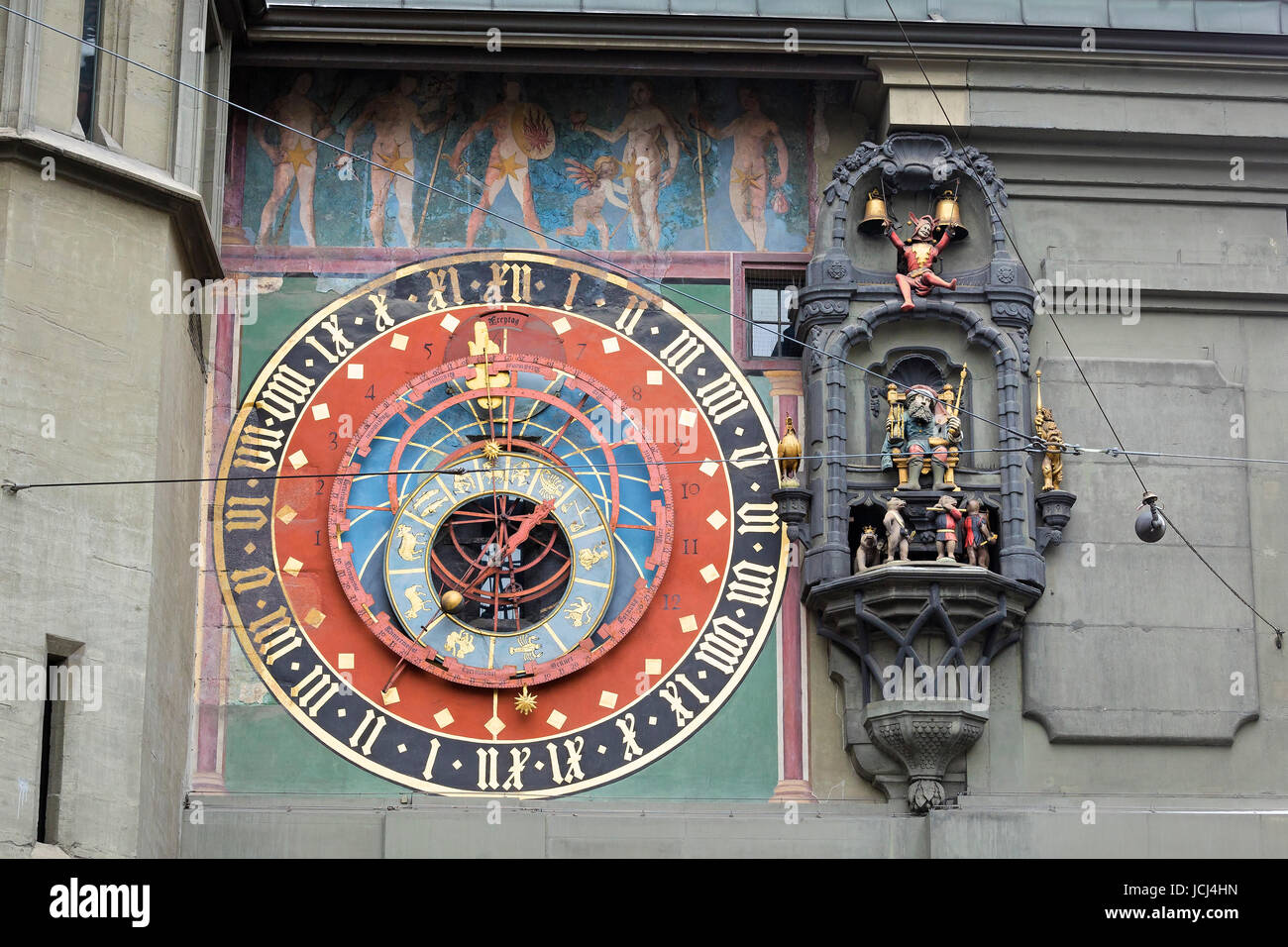 Details der Zeitglockenturm Zytglogge, Bern, Schweiz. Stockfoto