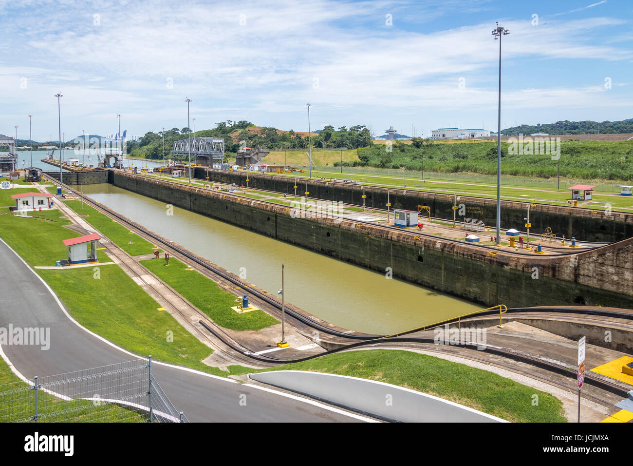 Panama-Kanal in Miraflores-Schleusen - Panama-Stadt, Panama Stockfoto