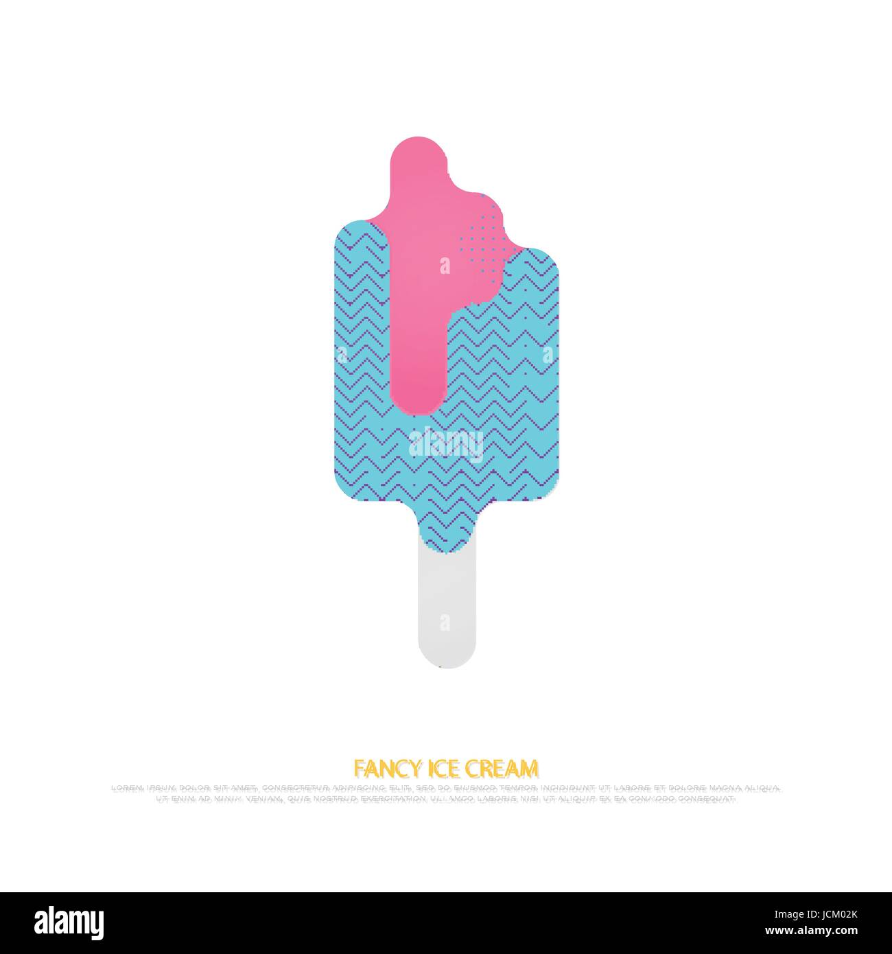 Mode-Stil-Eis-Ikone. Sommer-Dessert, stilisierte Logo-Design. Vektor, Vogue Popsicle Schriftzug. trendy, modisch Lollypop-symbol Stock Vektor