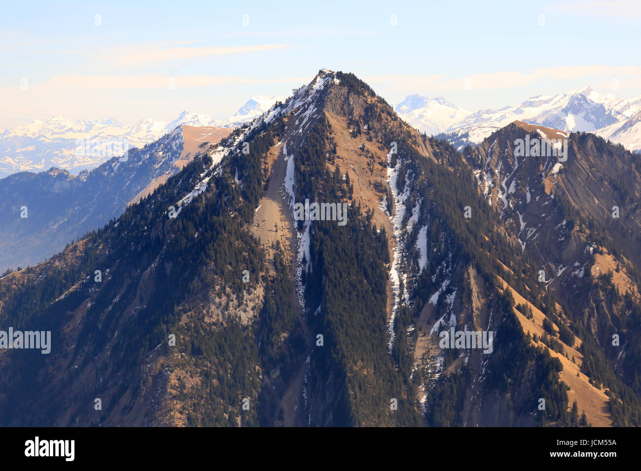 Stanserhorn Berg der Schweiz Schweizer Alpen Berge Luftbild Fotografie Foto oben Stockfoto