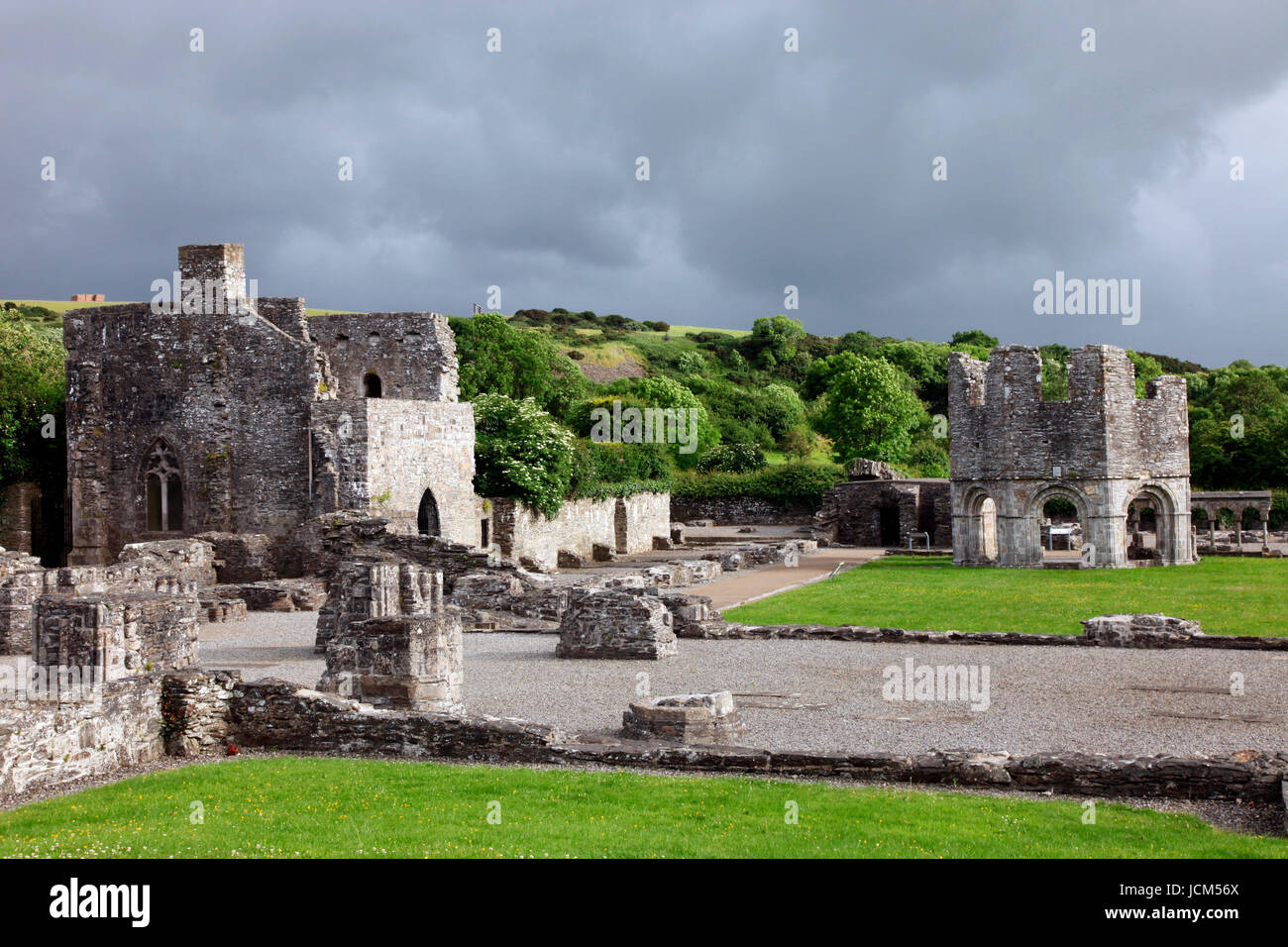 Ruinen der alten Mellifont Abbey Ruinen im County Louth, Irland Stockfoto