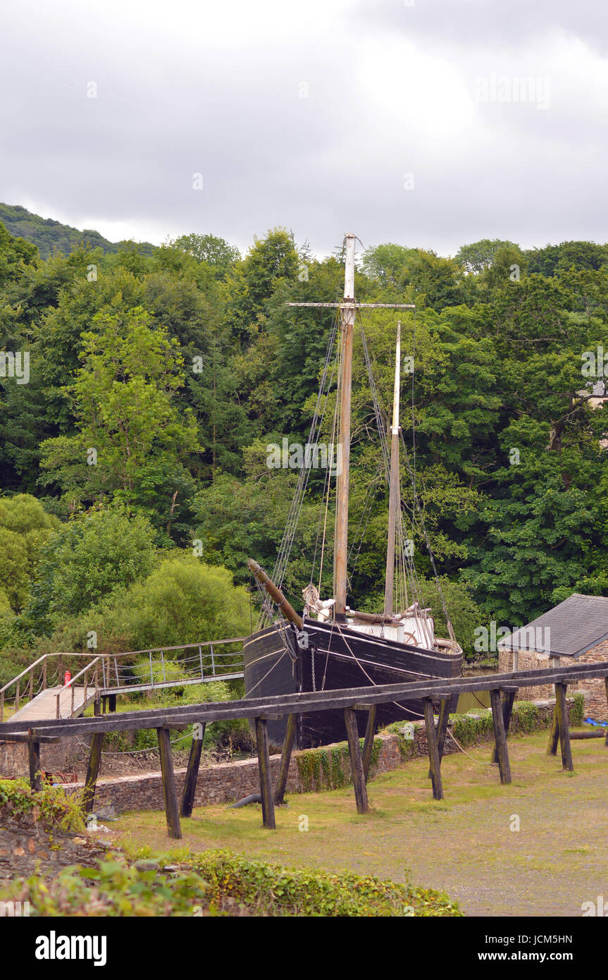 Garlandstone eines der letzten großen Segelschiffe Baujahr 1909 vertäute am Morwellham Quay, Devon, UK Stockfoto