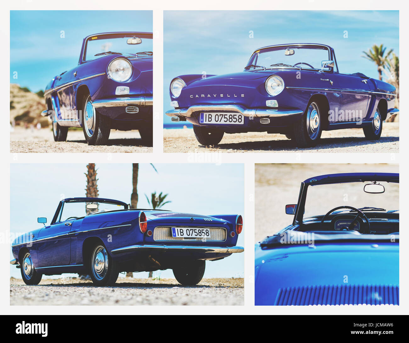 Villajoyosa, Spanien - 28. Mai 2017: Collage von Renault Caravelle oder Floride Renault Auto. Es ist ein Sportwagen, der durch die französische Manufactur produziert wurde Stockfoto
