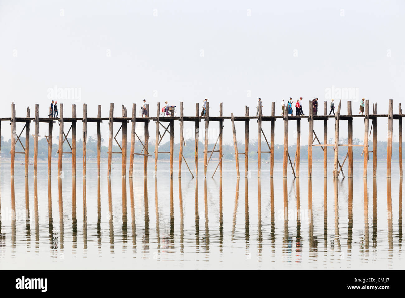 U Bein Brücke, Amarapura Taungmyo See, Region Mandalay, Myanmar Stockfoto