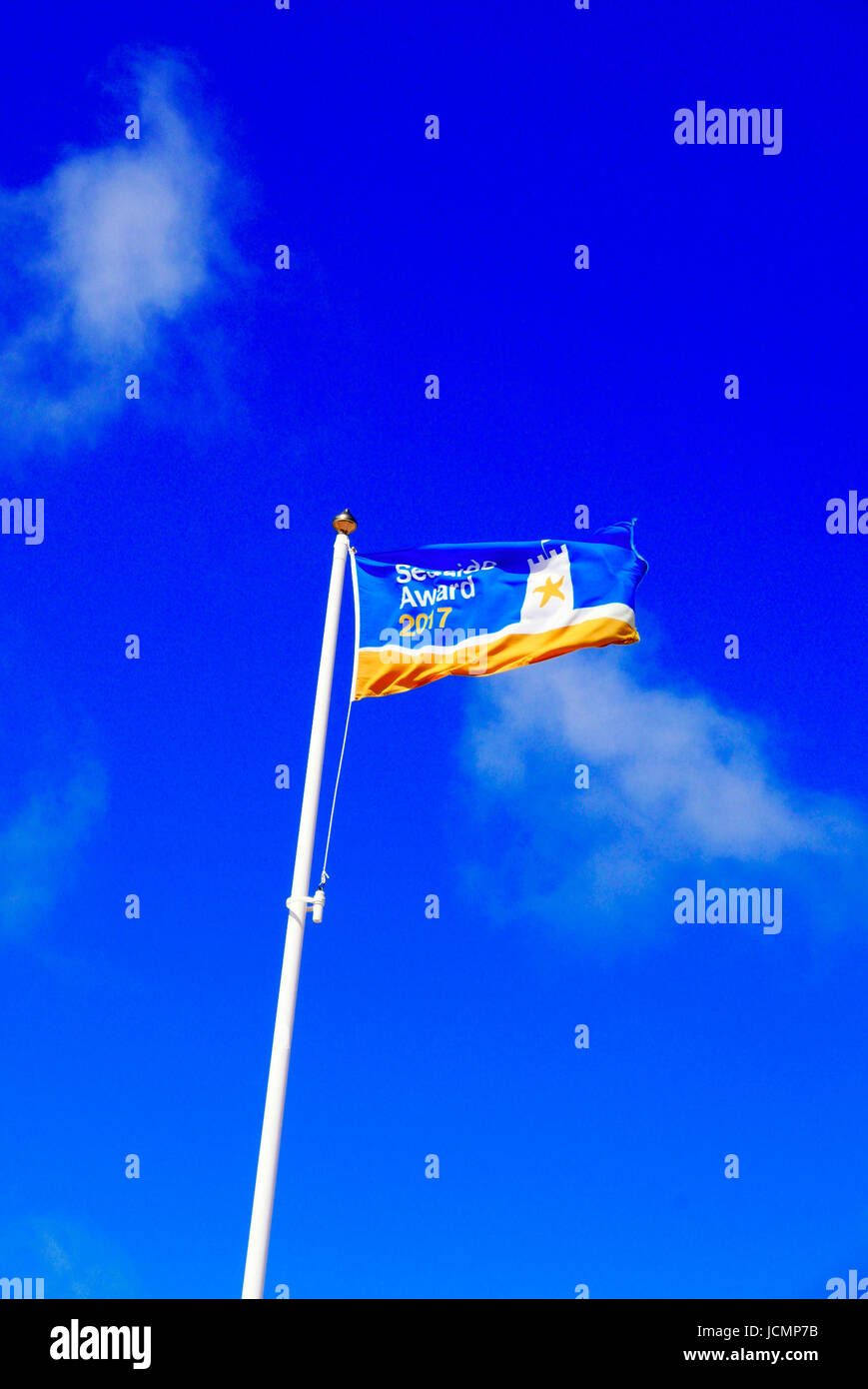 Blackpool Nord-Mittel- und Südamerika Strände Seaside Award Flagge aus der Keep Britain Tidy Gruppe Stockfoto