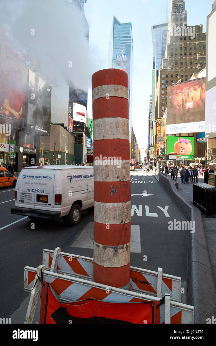 steam vent pipe Times Square New York City USA Stockfoto