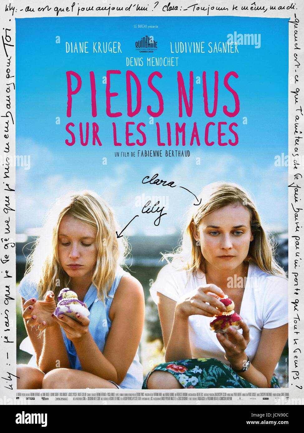 Pieds nus sur les limaces Stockfoto