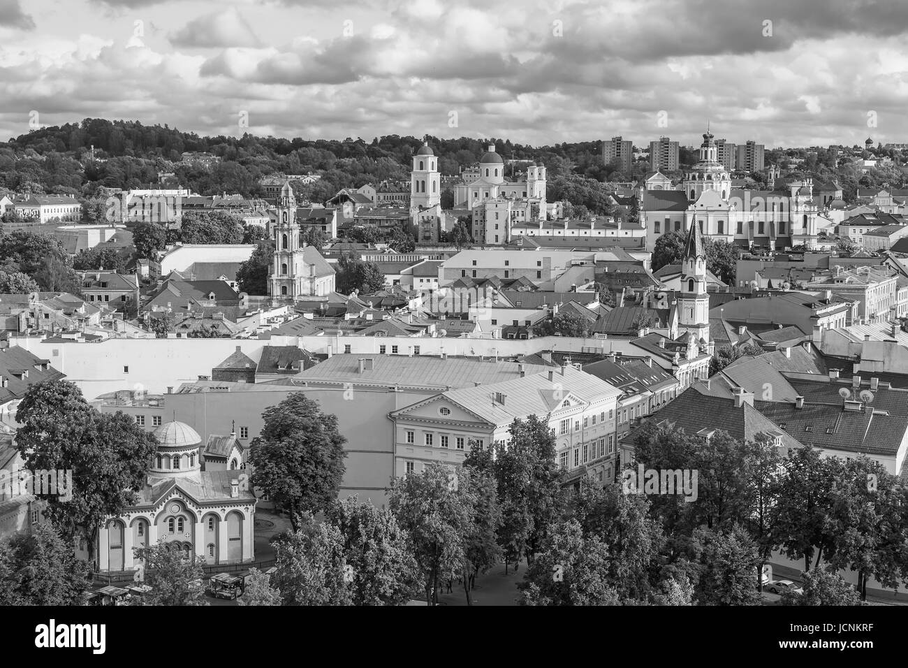 Schwarz / weiß-Blick auf die Altstadt Vilnius. Litauen Stockfoto