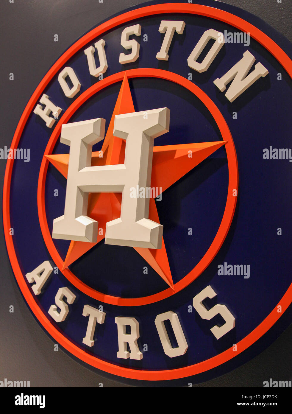 Houston, TX, USA. 16. Juni 2017. Einen Überblick über die Houston Astros-Logo während des MLB-Spiels zwischen den Boston Red Sox und die Houston Astros im Minute Maid Park in Houston, Texas. John Glaser/CSM/Alamy Live-Nachrichten Stockfoto