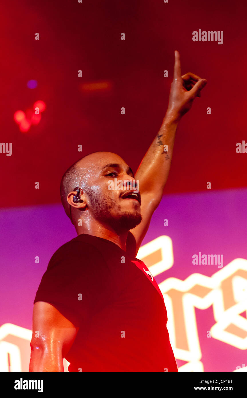 Barcelona, Spanien. 16. Juni 2017. Sónar 2017. Sónar bei Nacht. SonarPub. Anderson. Paak & die freien Bürger / U.S.. Paak, die gerade 30 geworden ist, wurde in zwei Kategorien für den nächsten Grammy Awards, am besten new Artist und best urban Music Album nominiert... Bildnachweis: Cisco Pelay / Alamy Live News Stockfoto