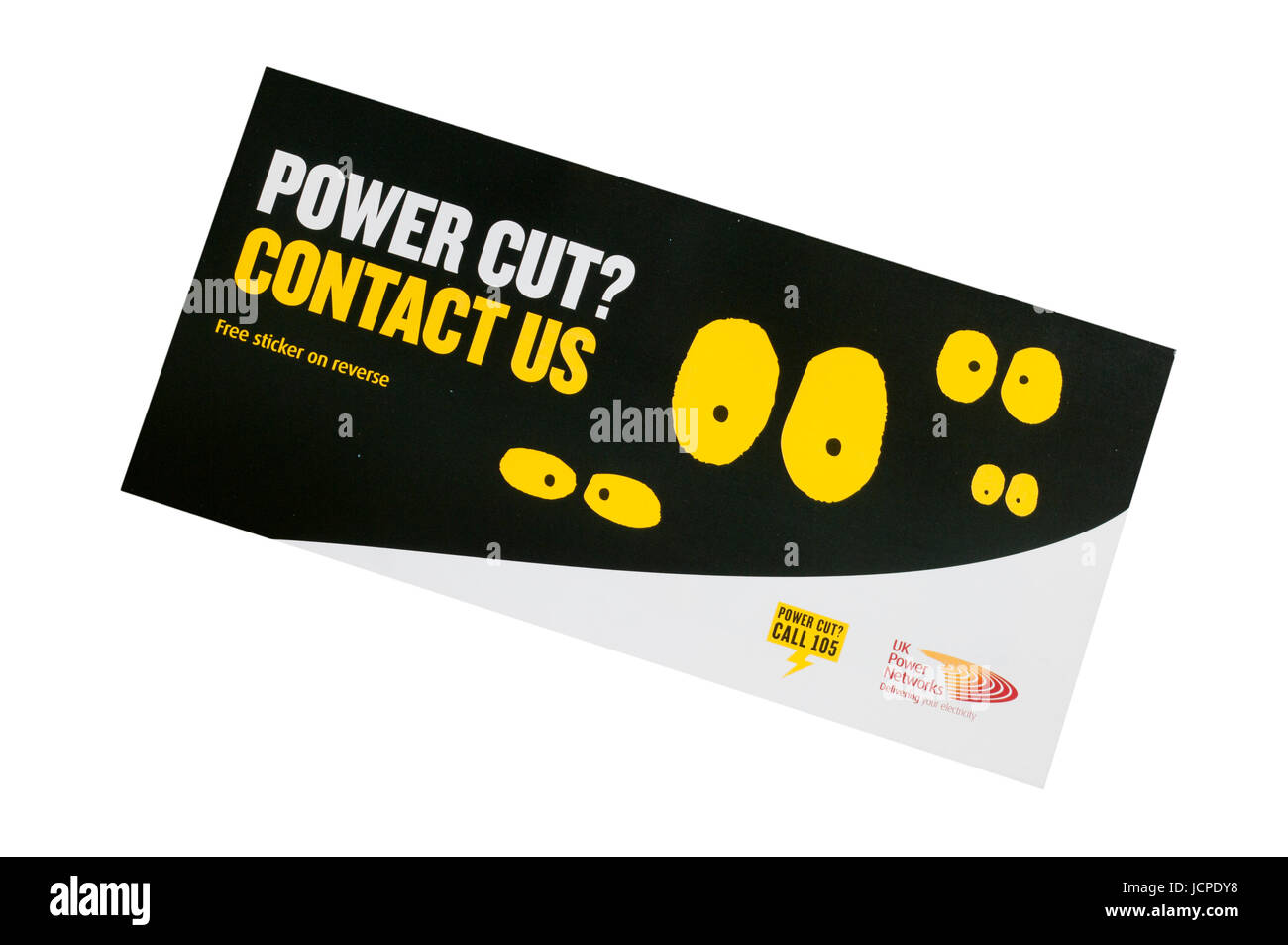 UK Power Networks Informationen Broschüre macht Kürzungen Kontakt Nummer rufen 105 Stockfoto