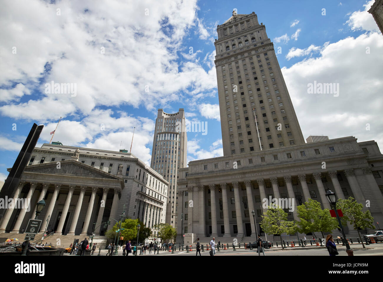 Das New York County Courthouse state Supreme Court und Thurgood Marshall U.S. Courthouse civic Center in New York City USA Stockfoto