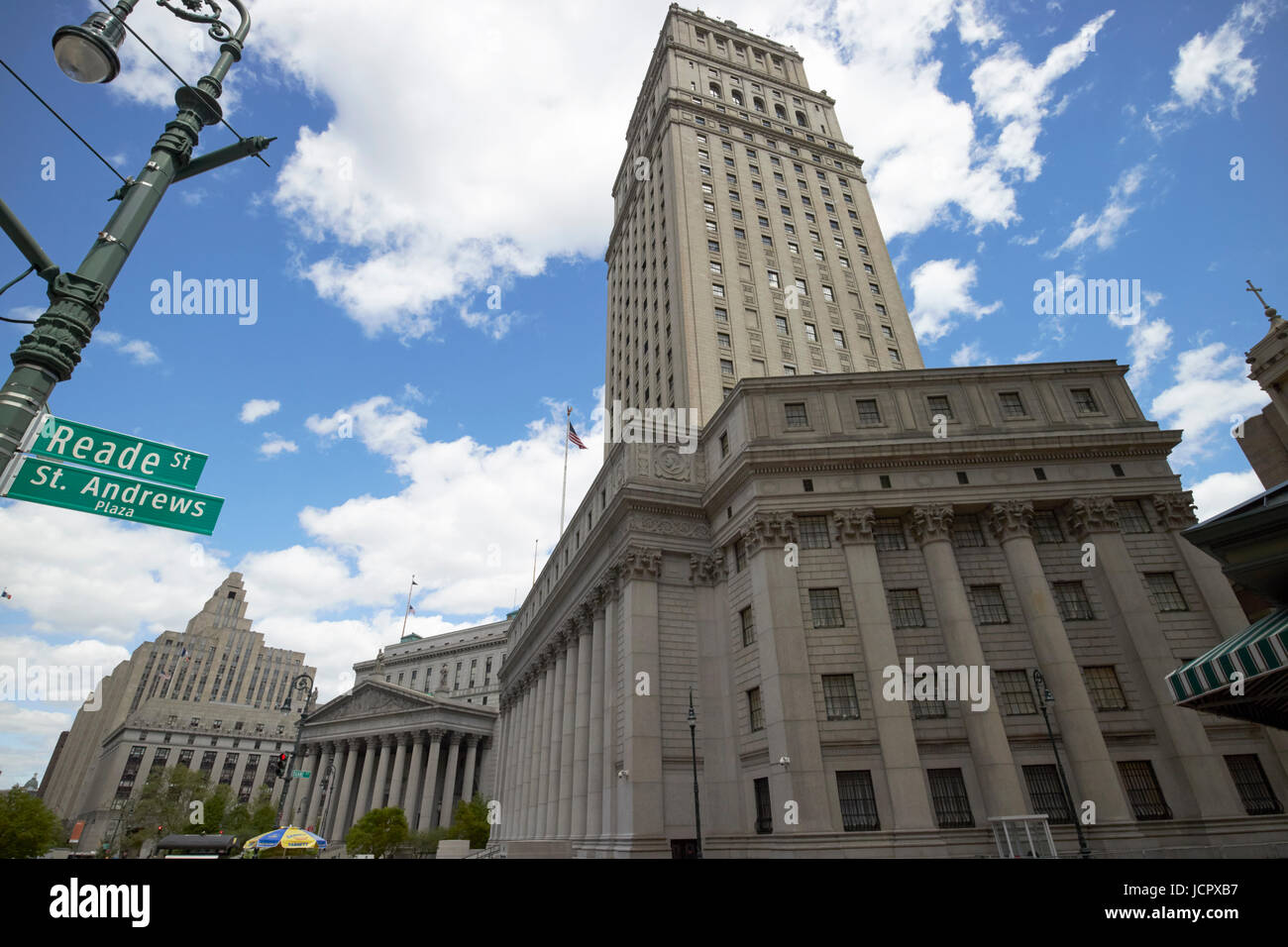 Das New York County Courthouse state Supreme Court und Thurgood Marshall U.S. Courthouse civic Center in New York City USA Stockfoto