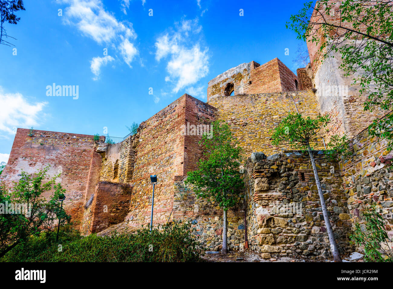 Malaga, Spanien Alcazaba Festung Wand. Stockfoto