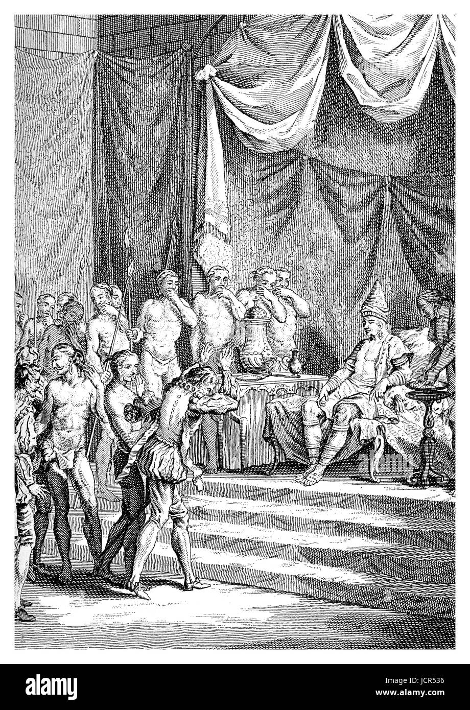 Vasco de Gama gewährt Publikum durch das Índias König von Calicut Stockfoto