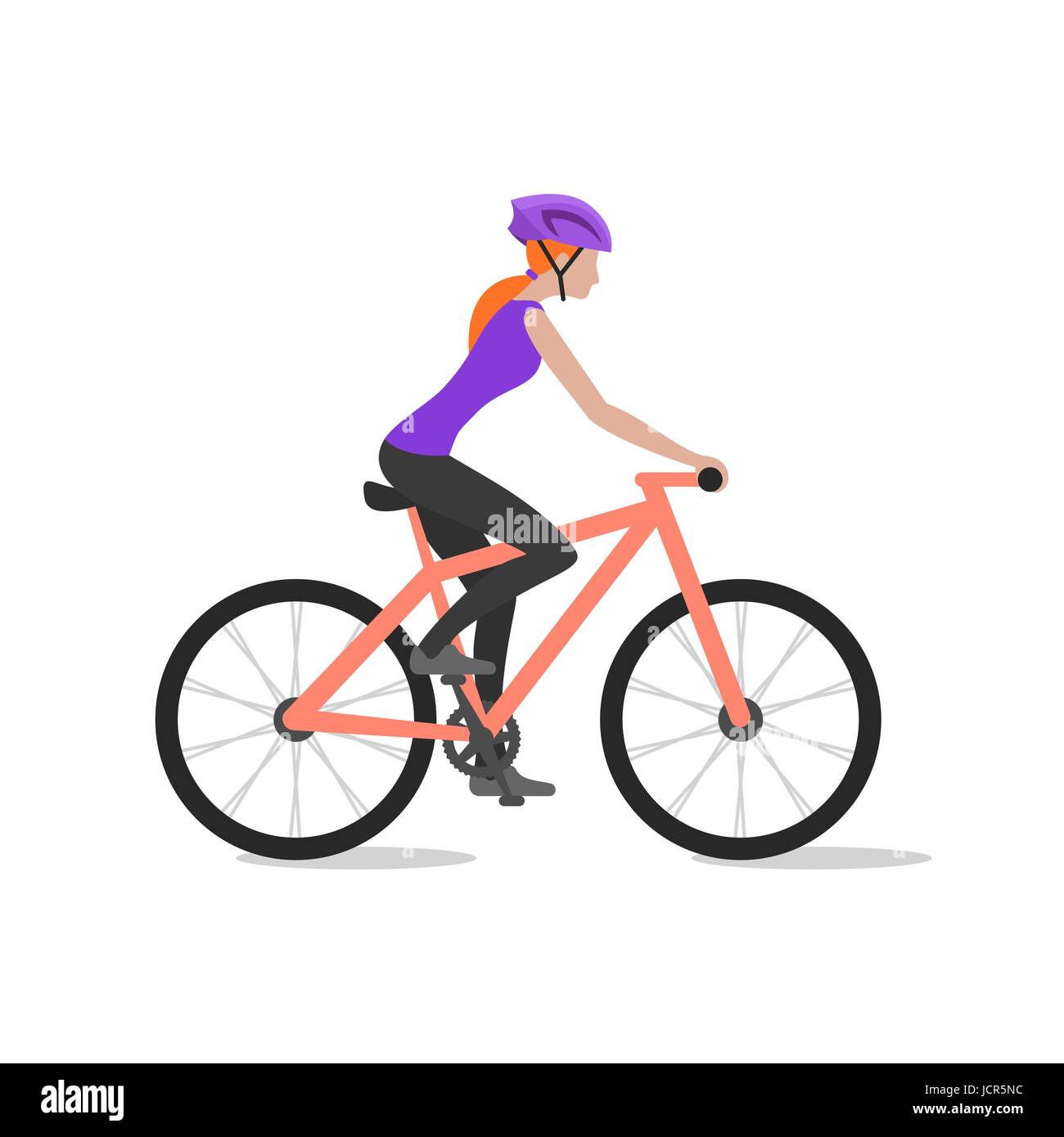 Vektor-Illustration der Radfahrer Mädchen Fahrrad; Biker und Radfahren; Sport und Bewegung. Stock Vektor