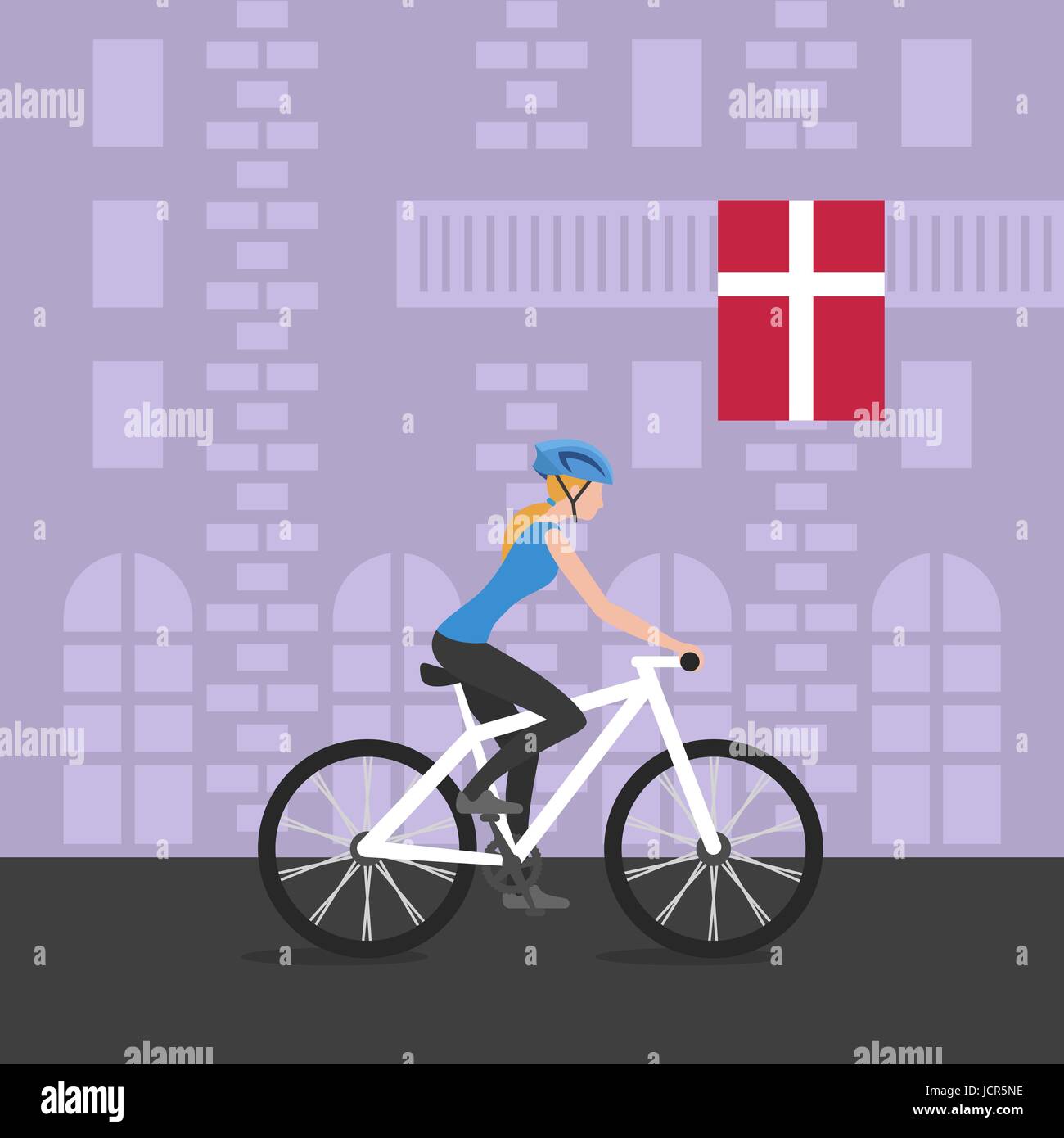 Vektor-Illustration der Radfahrer Mädchen Fahrrad; Biker und Radfahren; Sport und Bewegung. Stock Vektor
