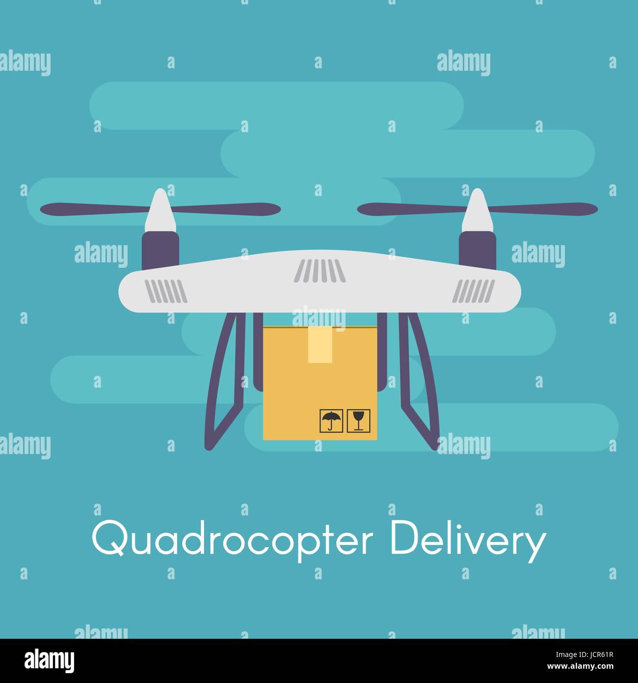 Vektor-Illustration der Quadrocopter oder Drohne. Konzept für Quadrocopter Lieferung. Stock Vektor