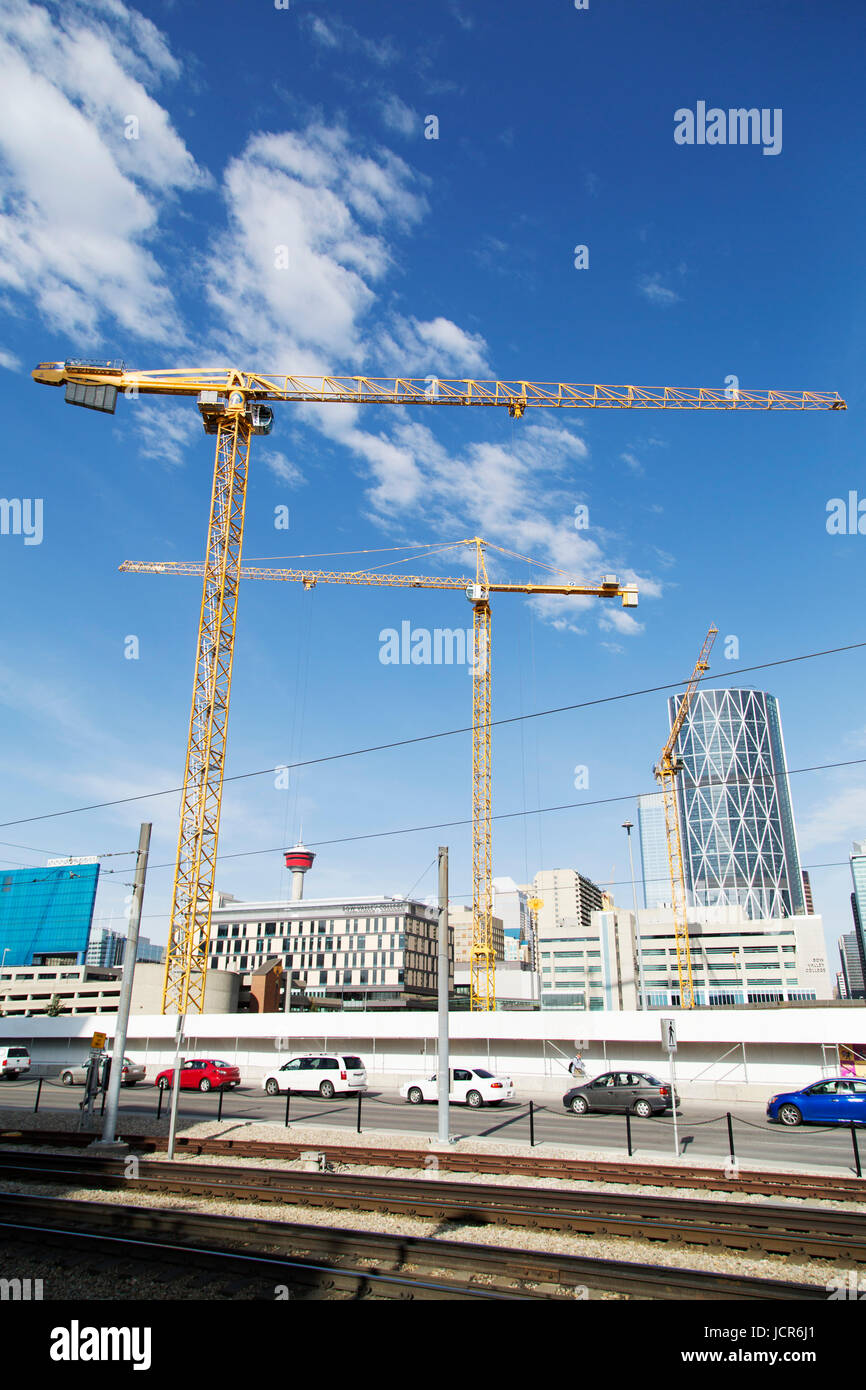 Bau in der East Village Calgary, Kanada. Das Gebiet wird städtische Erneuerung unterzogen. Stockfoto