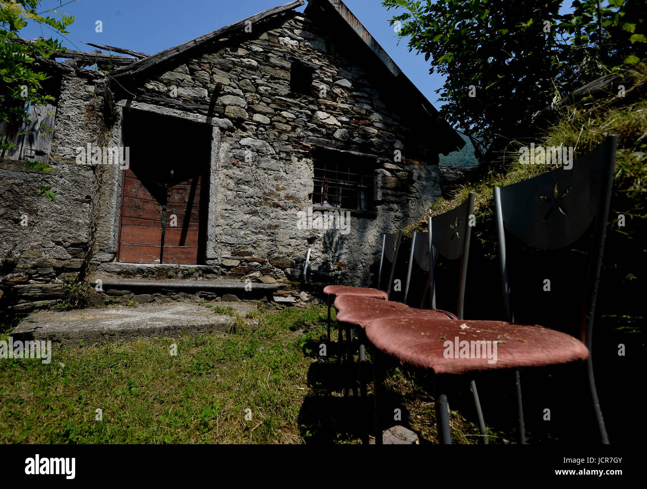 Socraggio Italia Val Cannobina Bergdorf mit nur Einwohner Baite verlassene Häuser Stockfoto