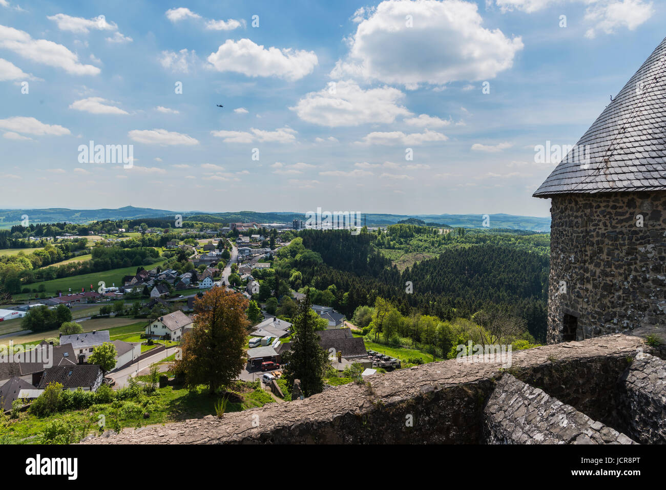 Panoramablick von der Nürburg Schloss Stockfoto