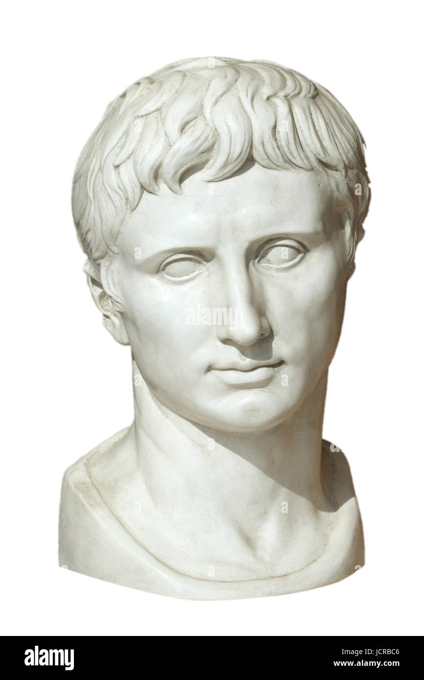 Isolierte Skulptur vom römischen Kaiser Augustus Stockfoto