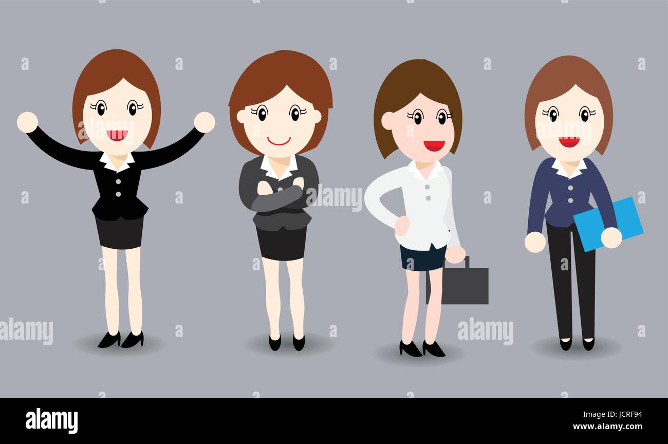 Business Frau flache Bauweise, isometrische Menschen 3D Geschäftsfrau in Business-Anzügen - Vektor-Illustration Stock Vektor