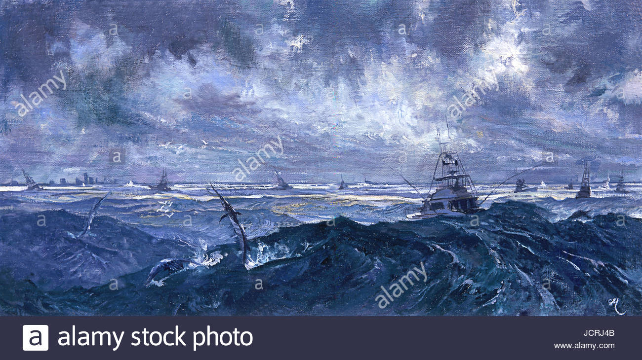 Rauhes Wetter im Januar bringt der Sailfish vor Palm Beach. Stockfoto