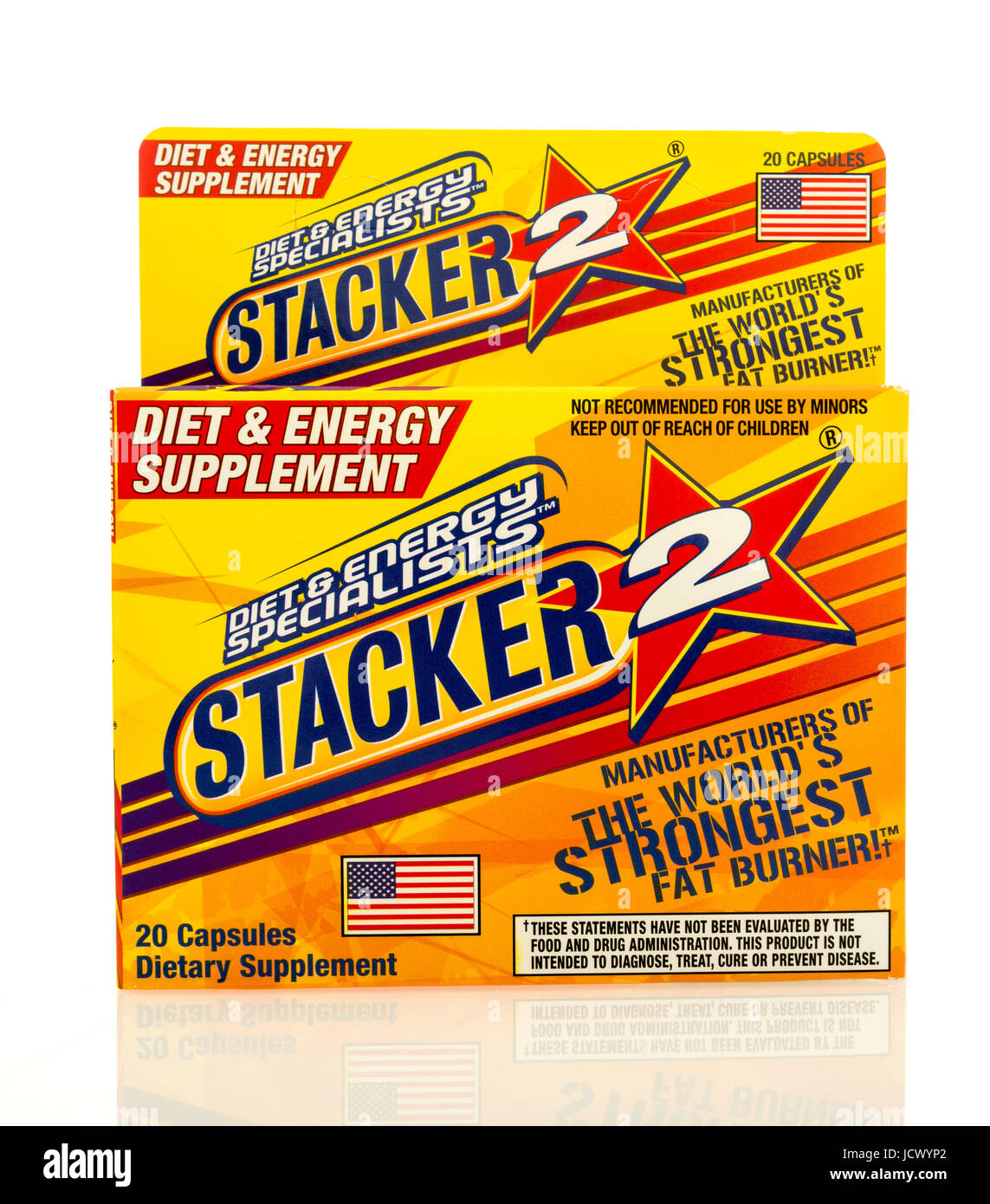 Winneconne, Wisconsin - 4. Juni 2017: ein Paket von Stacker 2 Ernährung und Energie "Kapseln" einen isolierte Hintergrund Stockfoto
