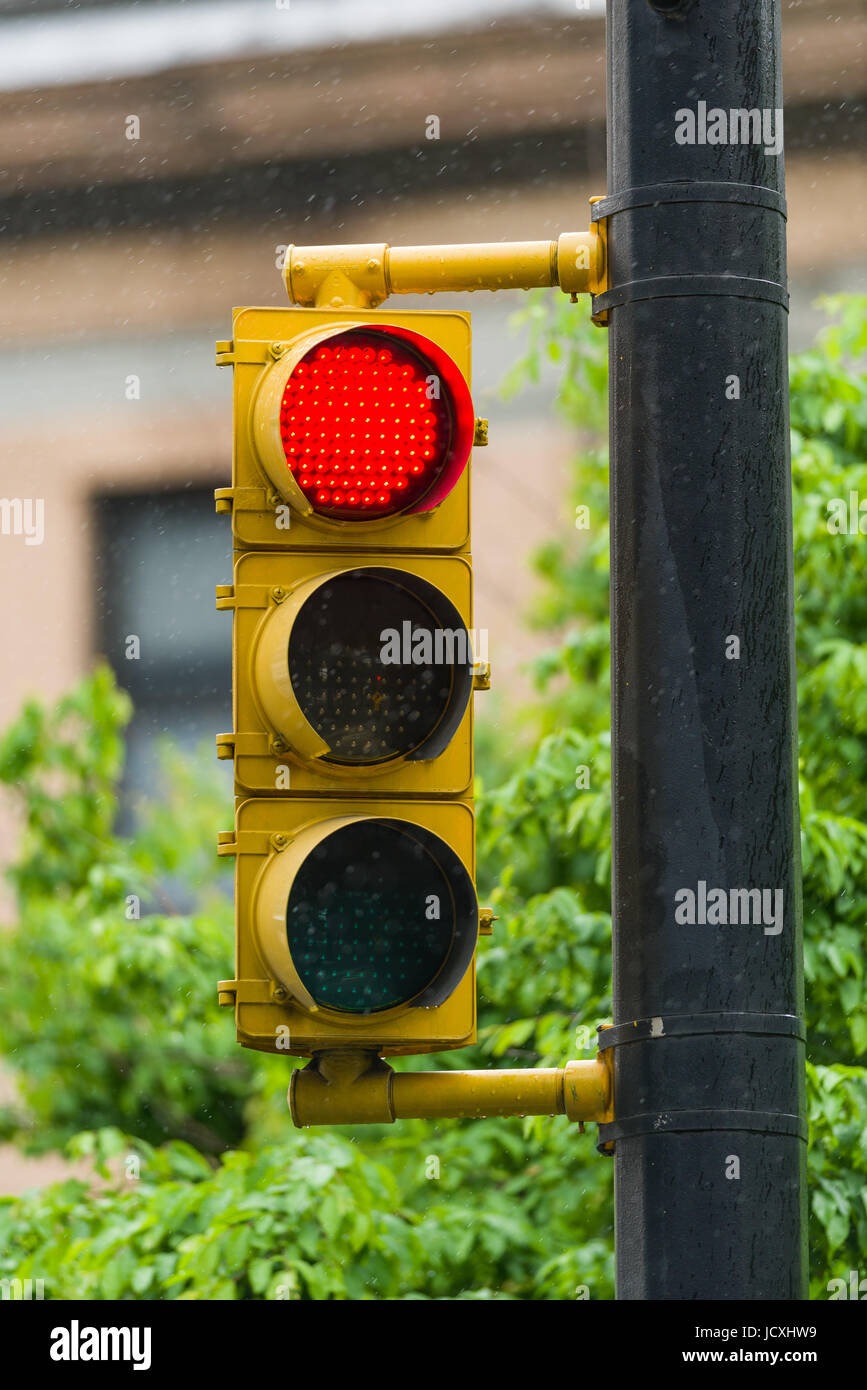 Rote Ampel Signal, New York, Vereinigte Staaten von Amerika Stockfoto