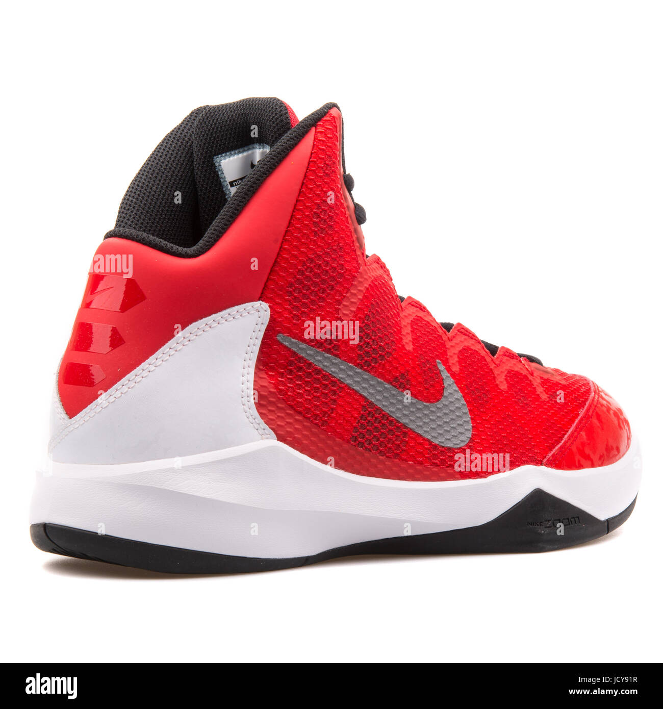 Nike Zoom ohne Zweifel rot, weiß und schwarz Herren Basketball-Schuhe - 749432-601 Stockfotografie