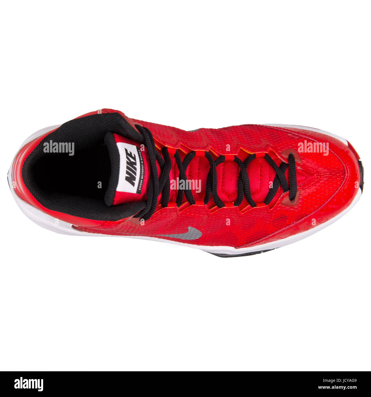 Nike Zoom ohne Zweifel rot, weiß und schwarz Herren Basketball-Schuhe - 749432-601 Stockfoto