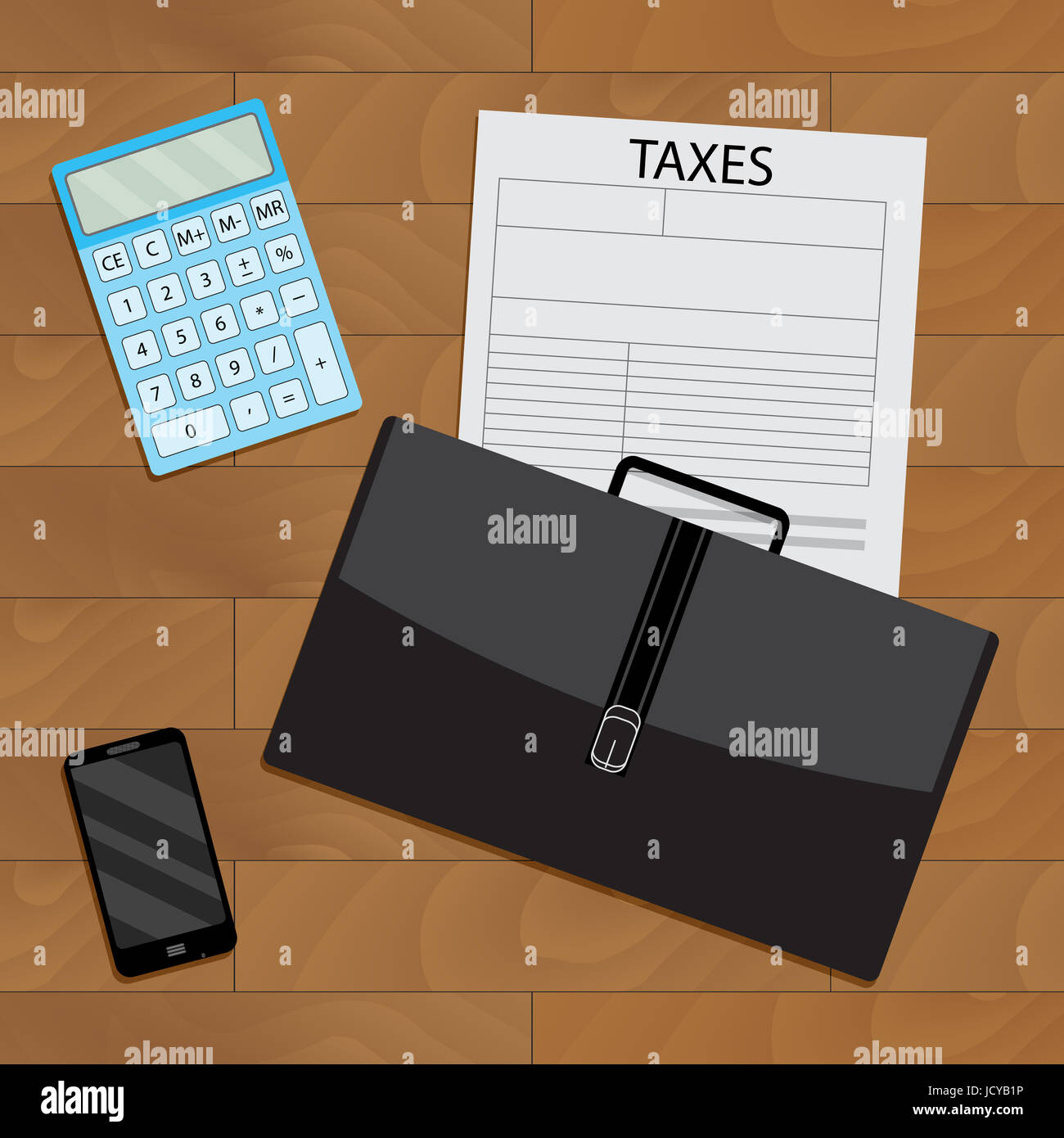 Unternehmen Verfahren Berechnung der Besteuerung Draufsicht. Vektor-steuern, Steuerformular und Rechnungswesen audit-Abbildung Stockfoto
