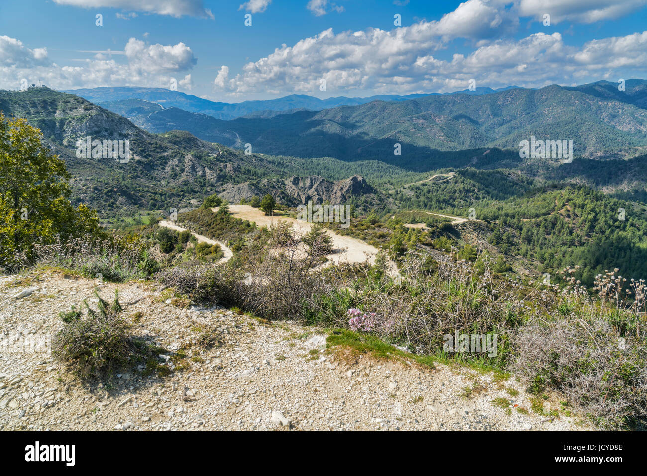 Bergblick, Geopark-Bereich, Troodos-Gebirge, Distrikt Limassol, Paphos, Zypern Stockfoto