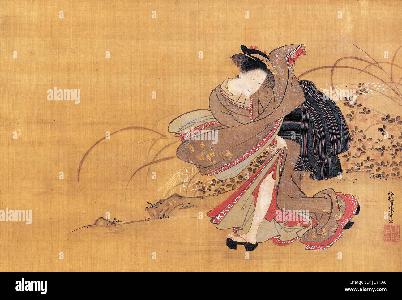 Isoda Koryusai, Schönheit und Wellness in einem Herbst Field 1735-1800 Farbe auf Seide. Osaka City Museum of Fine Arts, Osaka, Japan. Stockfoto