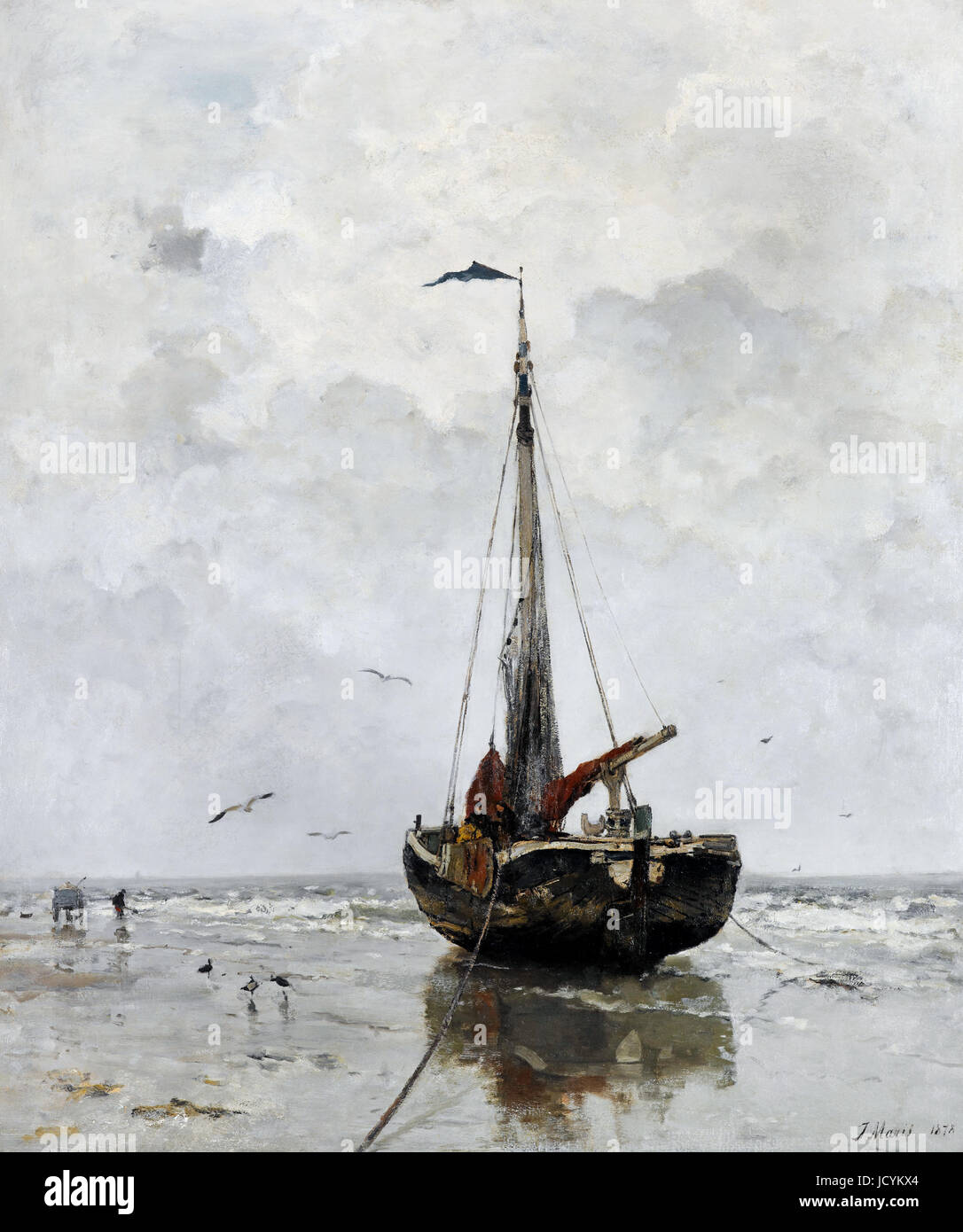 Jacob Maris, Angeln Boot 1878 Öl auf Leinwand. Gemeentemuseum Den Haag, den Haag, Niederlande. Stockfoto