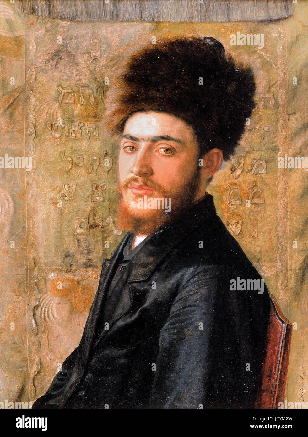 Isidor Kaufmann, Mann mit Pelzmütze. Um 1910. Öl auf Holz. Das jüdische Museum, New York City, USA. Stockfoto
