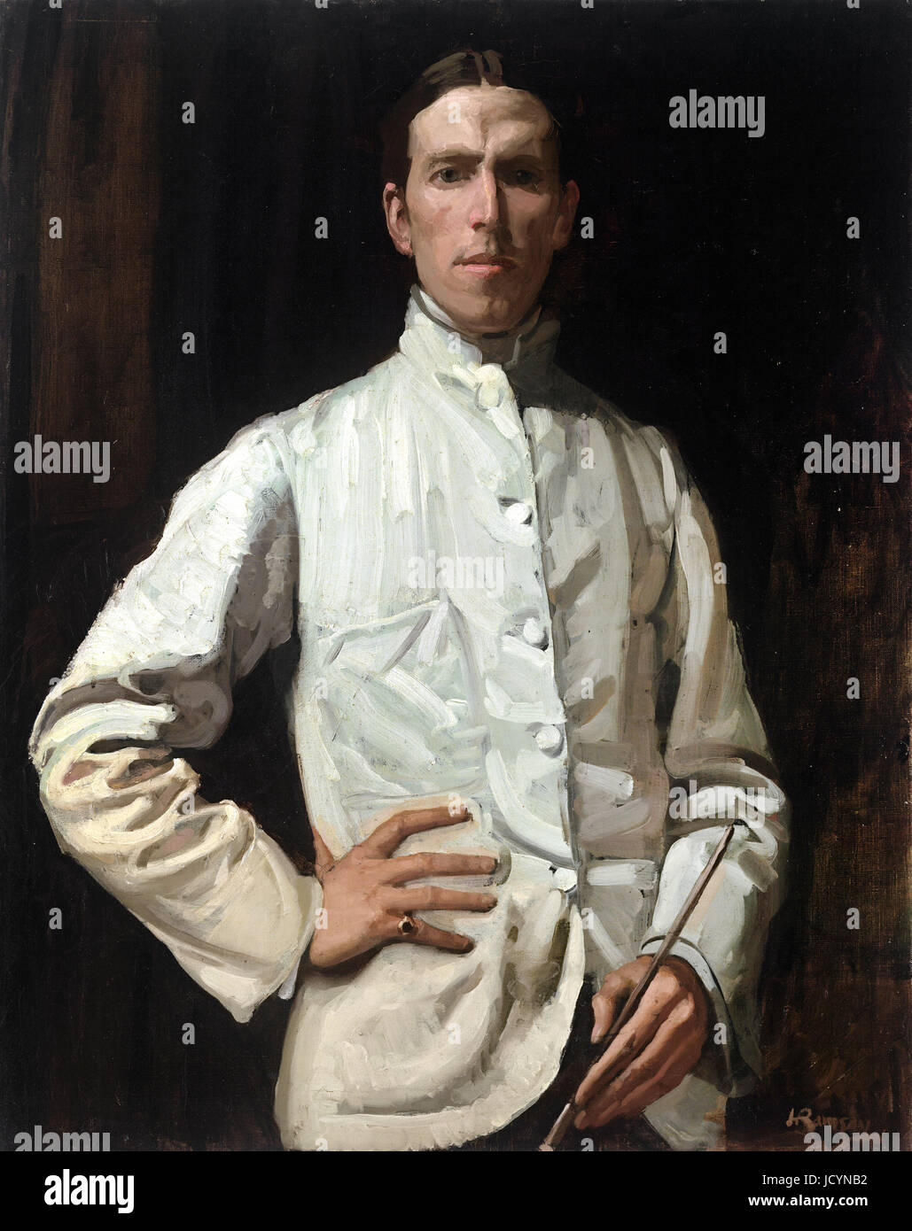 Hugh Ramsay, Selbstporträt in weißen Jacke 1901-1902 Öl auf Leinwand. National Gallery of Victoria, Australien. Stockfoto