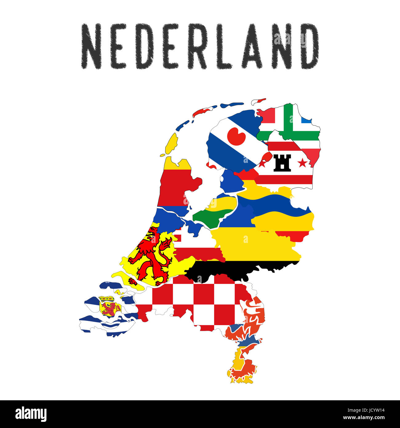 Provinz Landesflagge Regionen Niederlande Karte Abbildung Stockfotografie Alamy