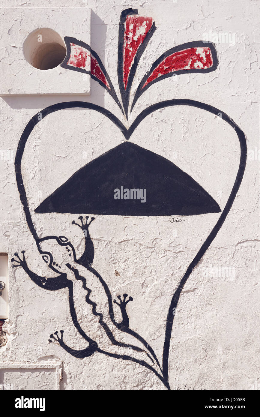 Äolischen Inseln - Lipari - Sizilien - Eidechse und Vulkan, Symbol der Insel Lipari Stockfoto