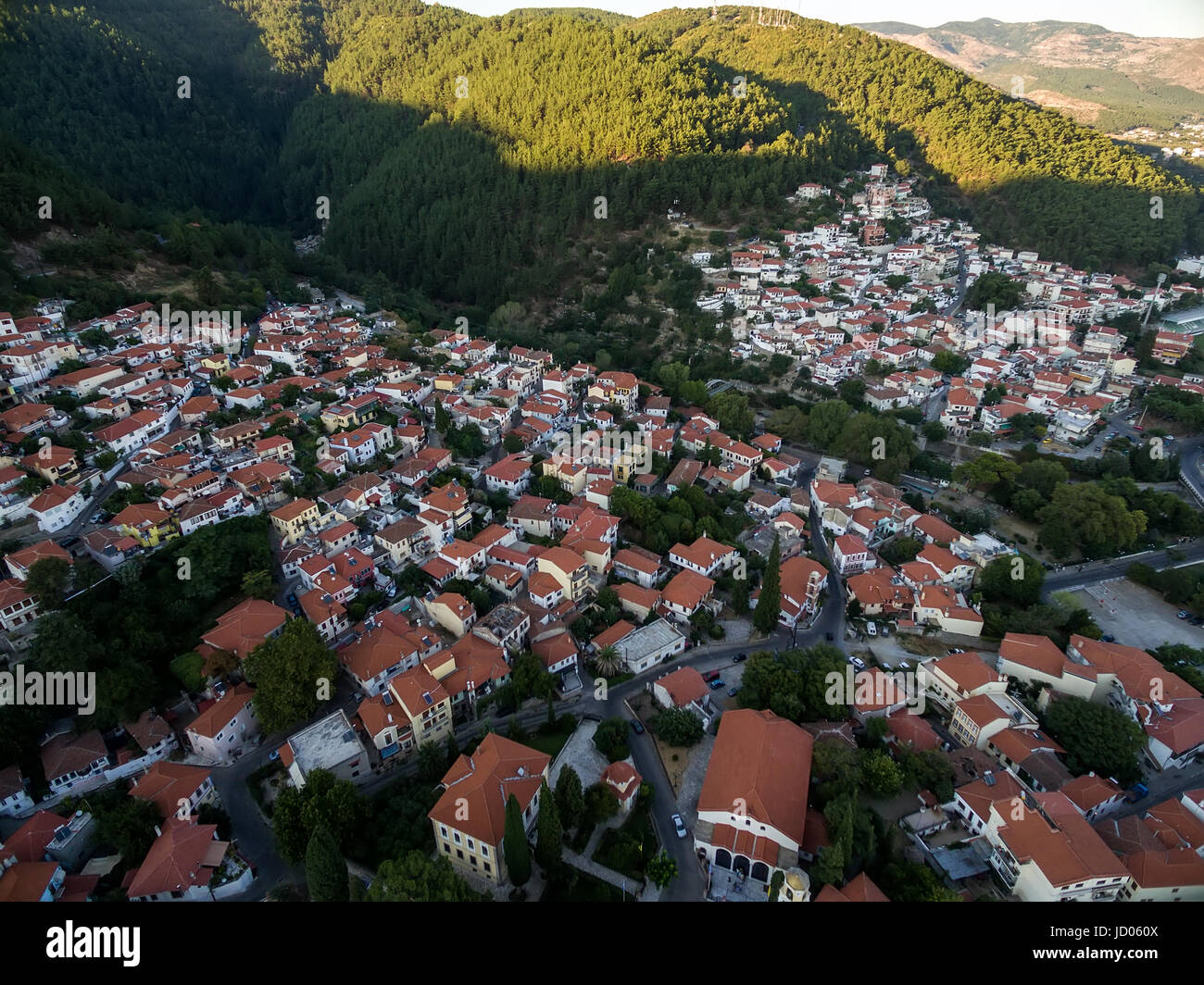 Luftbild der Altstadt der Stadt Xanthi in Nordgriechenland Stockfoto