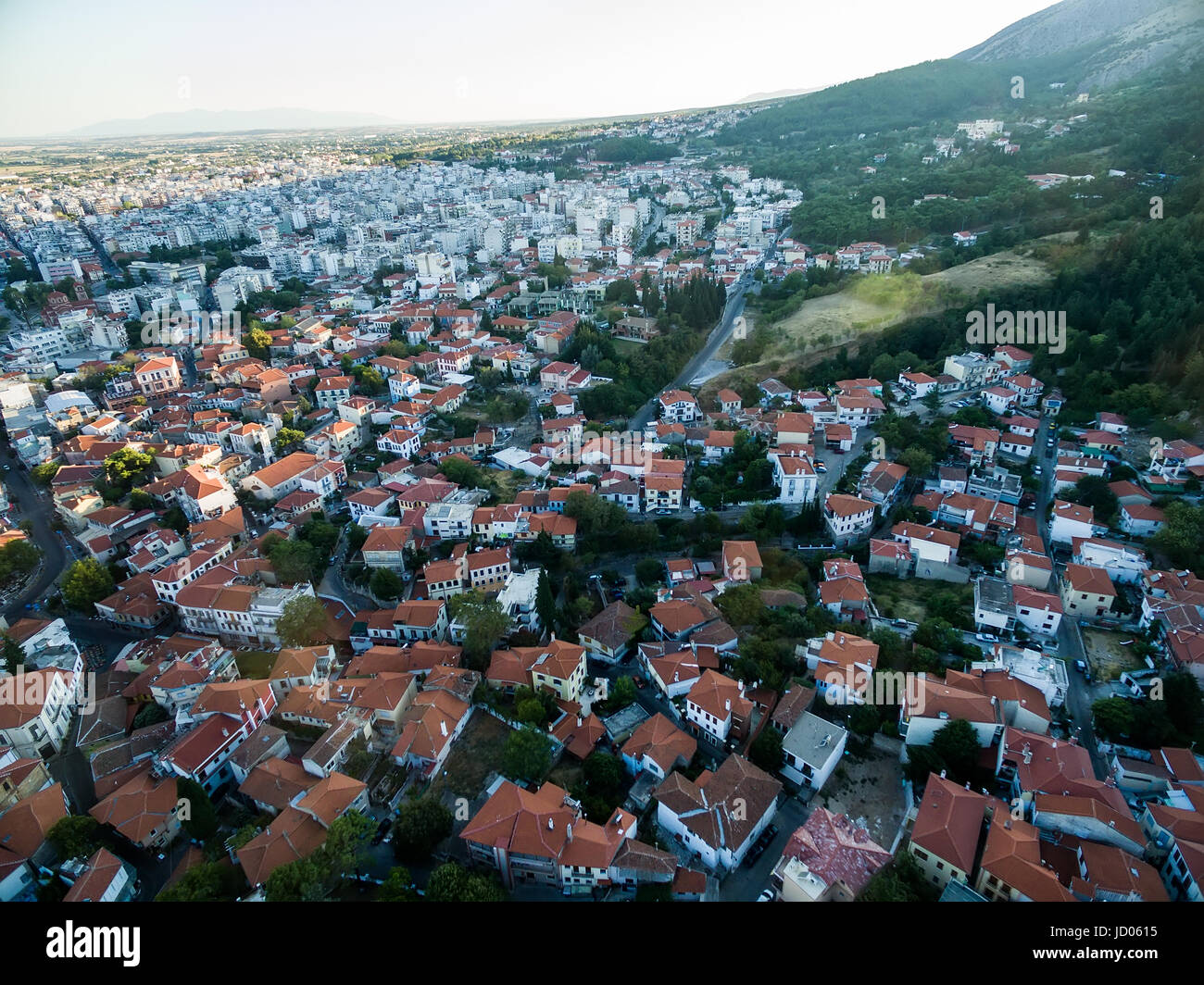 Luftbild der Altstadt der Stadt Xanthi in Nordgriechenland Stockfoto
