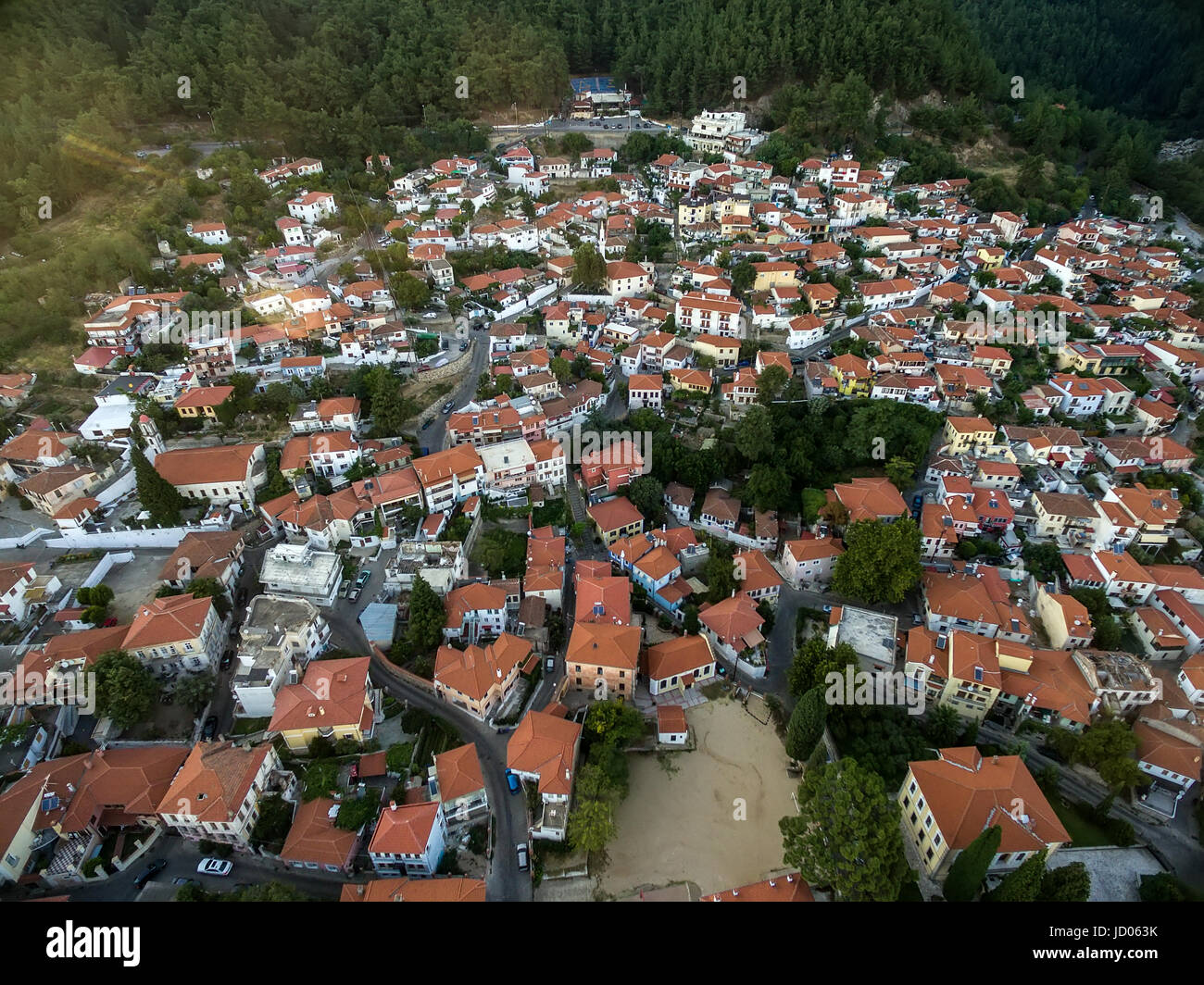 Luftbild der Altstadt der Stadt Xanthi in Nordgriechenland Stockfoto