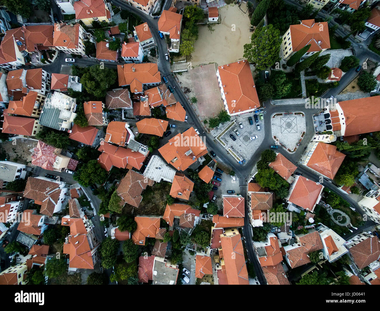 Luftbild der Altstadt der Stadt Xanthi in Nordgriechenland Stockfoto