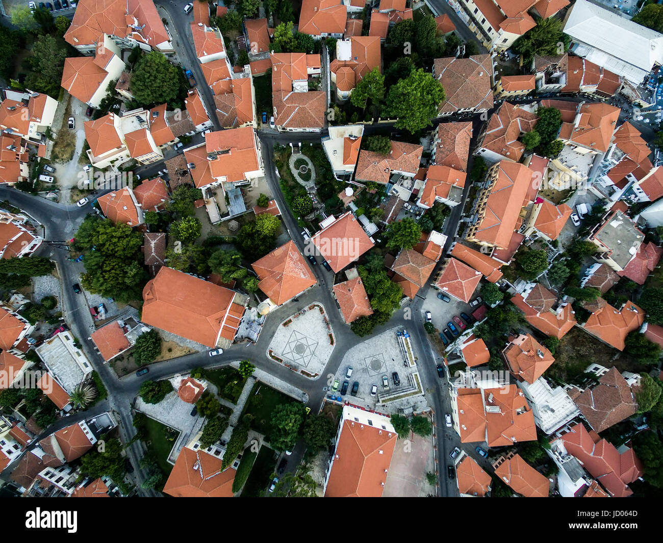 Luftbild der Altstadt der Stadt Xanthi in Nordgriechenland Stockfoto
