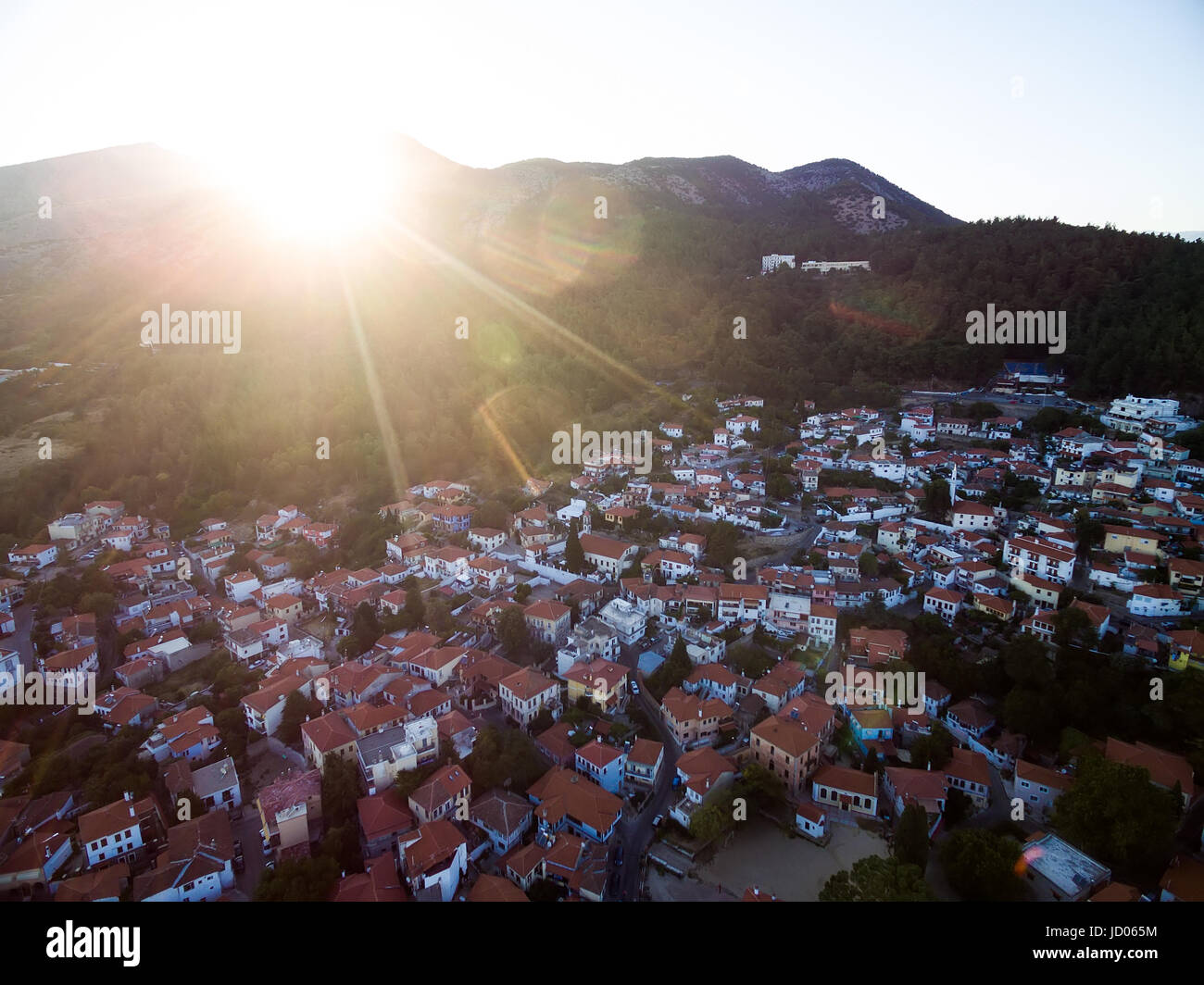 Luftbild der Altstadt der Stadt Xanthi in Nordgriechenland Stockfoto