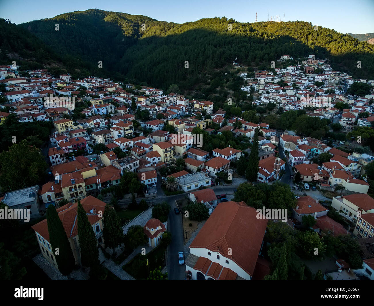 Luftbild der Altstadt der Stadt Xanthi in Nordgriechenland Stockfoto