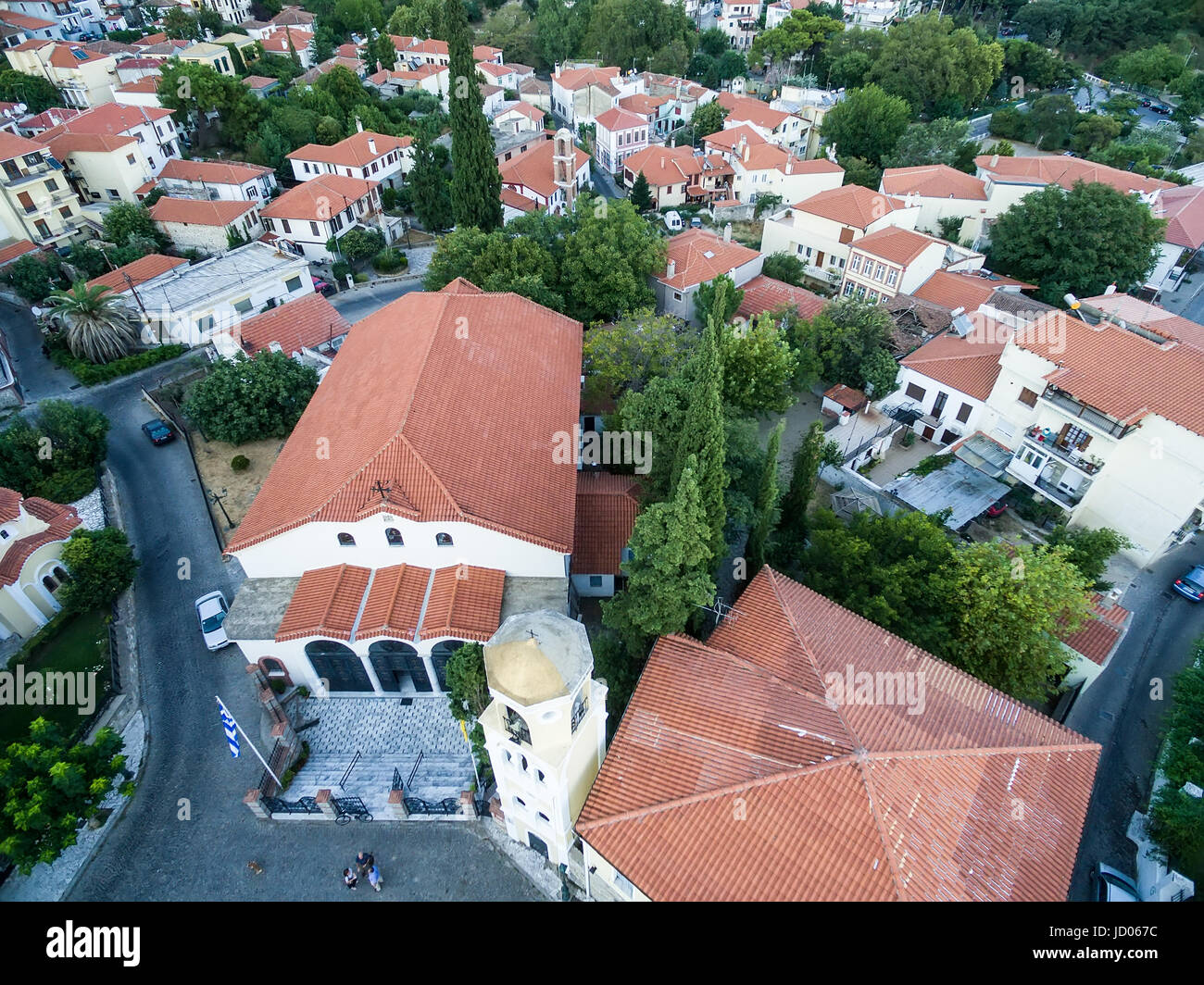 Luftbild der Altstadt der Stadt Xanthi in Nordgriechenland Stockfoto
